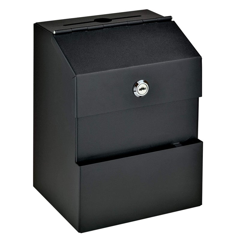 Mail Boss Locking Steel Suggestion Box Key Drop Box, Black - Image 1